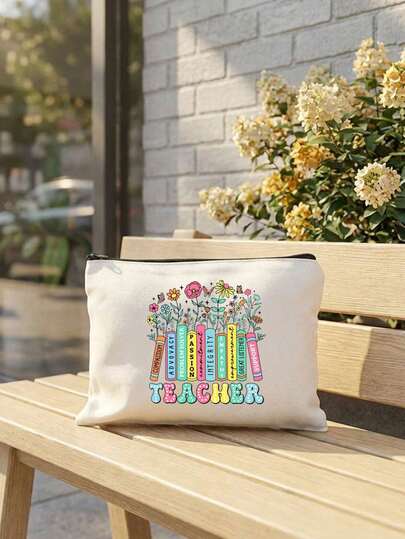 Túi đựng mỹ phẩm lưới chủ đề giáo viên, thiết kế hoa văn với chữ "Teacher", túi lưới trong suốt, túi đựng mỹ phẩm cho giáo viên, túi đựng đồ vệ sinh cá nhân, quà tặng tri ân giáo viên, túi đựng mỹ phẩm, hộp đựng đồ vệ sinh cá nhân di động, quà tặng giáo viên lý tưởng, phụ kiện du lịch | Thiết kế đầy cảm hứng, túi đựng mỹ phẩm vui nhộn với chữ in nhiều màu sắc, đồ dùng văn phòng và trường học thời trang, quà tặng ngày Nhà giáo, quà tặng chị gái, quà sinh nhật, quà kỷ niệm, quà tốt nghiệp
