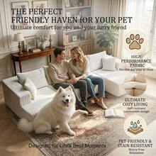 132'' U-Shape Modular Cloud Corduroy Sofa - Modern And Suitable For Living Room, Comfortable,Living Room Combination Sofa,No Assembly Needed,Popular Boneless Sectional Couch Loveseat Couch Vacuum-Sealed Compression Sofa - trắng - Xem 8