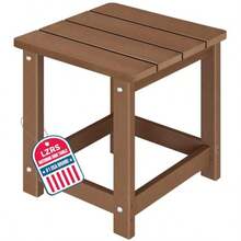 LZRS Adirondack - Mesa auxiliar cuadrada para patio mesa de patio compuesto de piscina mesas auxiliares de HDPE para patio trasero piscina compañero de interior fácil mantenimiento y resistente a - Marrn - Ver 8