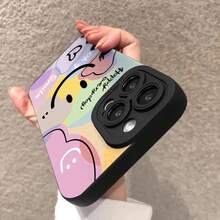Funda para iPhone 11/11 pro/11 pro max/12/12 pro/12 pro max/13/13 pro/13 pro max/14/14 pro/14 pro max/15/15 pro/15 pro max/16/16 pro/16 pro max/17/17 pro/17 pro max con diseño de corazón sonriente y adorable, funda de silicona suave tipo caramelo. - Estilo (1 pieza) - Ver 3