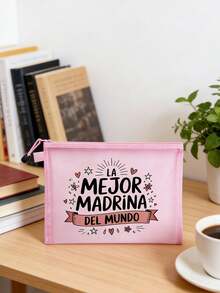 Tas Kosmetik Bermotif, Hadiah untuk Anak Perempuan, Tas Penyimpanan Bermotif Huruf Sederhana Retro Lucu, Kantong Kosmetik untuk Menyimpan Barang Kecil, Tas Penyimpanan, Tas Penyimpanan Makeup, Tas Perlengkapan Mandi, Tas Penyimpanan Lipat Ringan, Tas Belanja Sederhana, Tas Clutch Hadiah untuk Guru, Cocok untuk Penyimpanan Kosmetik Perjalanan Pribadi, Hadiah Hari Ibu, Pengatur Makeup, Dekorasi Ruangan - MultiWarna - View 2