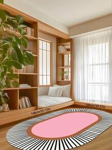 1pc Striped Dusty Rose Decorative Carpet, Deer Pattern Carpet, Animal Print, Bear Design, Soft Faux Wool Area Rug, Vintage Rustic Wildlife Home Decor Carpet, Living Room Rug, Carpet, Living Room Area Rug, Small Area Mat, Pad, Home Decor, Large Living Room Carpet, Living Room Home Decor, Room Decoration, Washable Rug - Multicolor - View 16