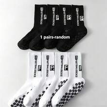 1/2/4/10pcs Men/Women Anti-Slip Grip Socks, Suitable For Sports Like Football, Basketball, Baseball, American Football, Cycling, Running, Hiking, Tennis, Skateboarding, Breathable Cushioned Professional Fitness Socks - Black and White - View 12