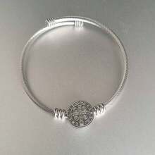Luxury St. Benedict Adjustable Bracelet With 316L Stainless Steel Cable - Silver - View 4