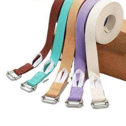 1 pieza Correa de yoga de algodón con anillo en D ajustable, apta para yoga, pilates, ballet y otros ejercicios de estiramiento diarios