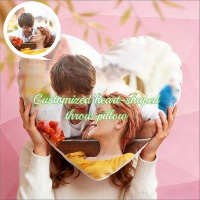 1 chiếc gối tựa hình trái tim tùy chỉnh, gối ảnh đôi, có thể tùy chỉnh ảnh cá nhân hoặc diễn viên, thú cưng, ca sĩ và thần tượng yêu thích, phù hợp cho các cặp đôi và trang trí nhà cửa, trang trí nhà cửa lãng mạn | Thiết kế độc đáo | Gối trang trí