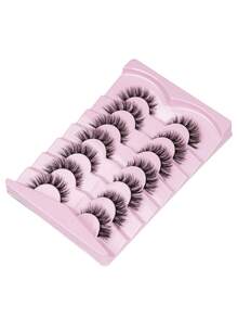 7 Pairs Natural Style False Eyelashes, Soft And Lightweight Faux Mink Lashes, Create Natural Makeup Look, Suitable For Daily Makeup, Suitable For Beginners - Black - View 3