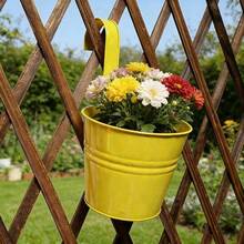 1/5/10 pezzi Vaso a forma di secchio in metallo - Vaso da parete vintage per balcone con manico, decorazione da giardino, adatto per uso interno ed esterno - B - Visualizzare 17