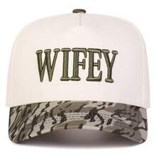 1Piece Men WIFEY Letter Embroidered Camouflage/Leopard Two Tone Five-Panel Baseball Cap Outdoor Adjustable Sunscreen Leisure Hat Spring Autumn Travel Tourism Beach Vacation Wedding Gift - Nhiều màu - Xem 4