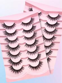 7对装奢华蓬松假睫毛，3D猫眼造型，逼真自然，仿貂毛全条假睫毛，可重复使用，适合各种休闲场合，新手友好，条状假睫毛，睫毛，假睫毛 - 查看 7