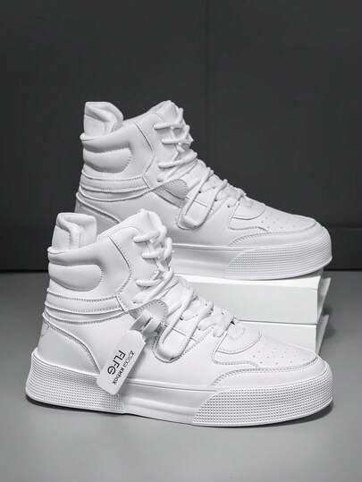 Giày thể thao nam thường ngày mùa Thu/Đông 2024 mới, giày sneaker cao cổ, chất liệu da, đế dày thoải mái, chống trơn trượt, đa năng, phù hợp cho đi bộ ngoài trời, phong cách đường phố cá tính, giày bốt da đen, giày trượt ván mũi tròn đế bằng màu trắng kiểu retro dành cho nam/nữ, giày thể thao thường ngày cho cặp đôi, giày bốt đi tuyết ấm áp lót lông giả cho nam.