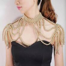 1pc Elegant Handmade Multi-Layer Luxury (Simulated) Faux Pearl Tassel Body Chain, Suitable For Wedding, Party, Evening Dress, Adjustable Length Jewelry Accessory For Women, Summer - STL2003 - View 13