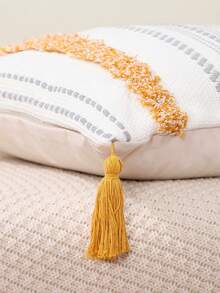 1pc Cotton Velvet Embroidered Sofa/Bedroom Decorative Throw Pillow Cover, Grey Base With Orange - Orange - View 10