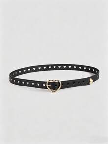 1pc Women's Fashion High-End Belt, New Heart-Shaped Hollow Versatile Waist Rope PU Pin Buckle Leather Belt, Popular INS Style - Heart-shaped Cutout - View 4