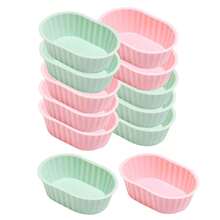 12 khuôn silicon hình bầu dục họa tiết hoa dùng làm bánh, khuôn muffin. - Xem 10