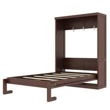 MERAX Twin Murphy Bed Cabinet, Farmhouse Hideaway Murphy Cabinet Bed, Wood Hidden Wall Bed Frame Space-Saving For Home Office Small Room, Can Be Folded Into A Cabinet, Espresso - Twin Size-Espresso - View 7