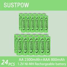 Combo de baterías recargables AA/AAA Ni-MH - 2300mAh AA y 800mAh AAA, aptas para cámaras, afeitadoras, despertadores - Ver 9