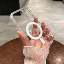 Fundas transparentes magnéticas para carga inalámbrica Magesafe para iPhone 11 12 13 14 15 16 17 Air Pro Max Plus Mini, cubierta de PC a prueba de golpes. - Estilo (1 pieza) - Ver 4