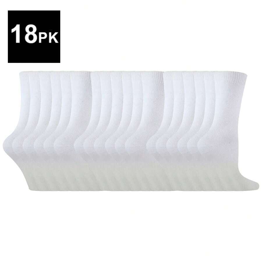 Sock Snob 18 Pairs Multipack Kids Colourful Soft Breathable Cotton Socks - White - View 1