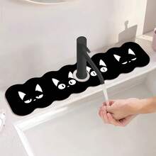 Luckybutterfly 1件装蓝色背景四格猫脸图案水龙头垫，可作洗碗垫、吸水垫，适用于家用浴室水槽、厨房水槽，兼具装饰和礼品功能。 - 黑貓四格表情 - 查看 9