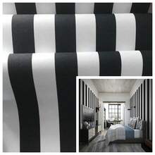 1 Roll Black & White Vertical Stripe PVC Self-Adhesive Wallpaper, Waterproof Wear-Resistant Removable Sticker For Living Room Bedroom Wall, Desk, Cabinet, Easy To Install DIY Wall Paper, 40CM*500/300/100CM - Black and White - View 2