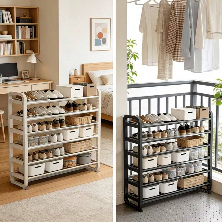 6-Tier Space-Saving Heavy-Duty Shoe Rack, Large Capacity Modern Shoe Organizer, Easy Assembly For Entryway Dorm Home - 查看 1