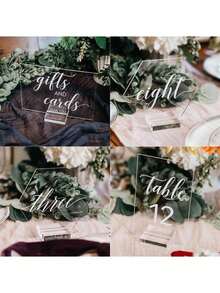 1/5/10pcs Acrylic Transparent Table Card Holders, Name Card Stands, Wedding Signage Display Racks, Suitable For Dining Tables, Wedding Photos, Office Menus, Conferences And Other Occasions - Multicolor - View 6