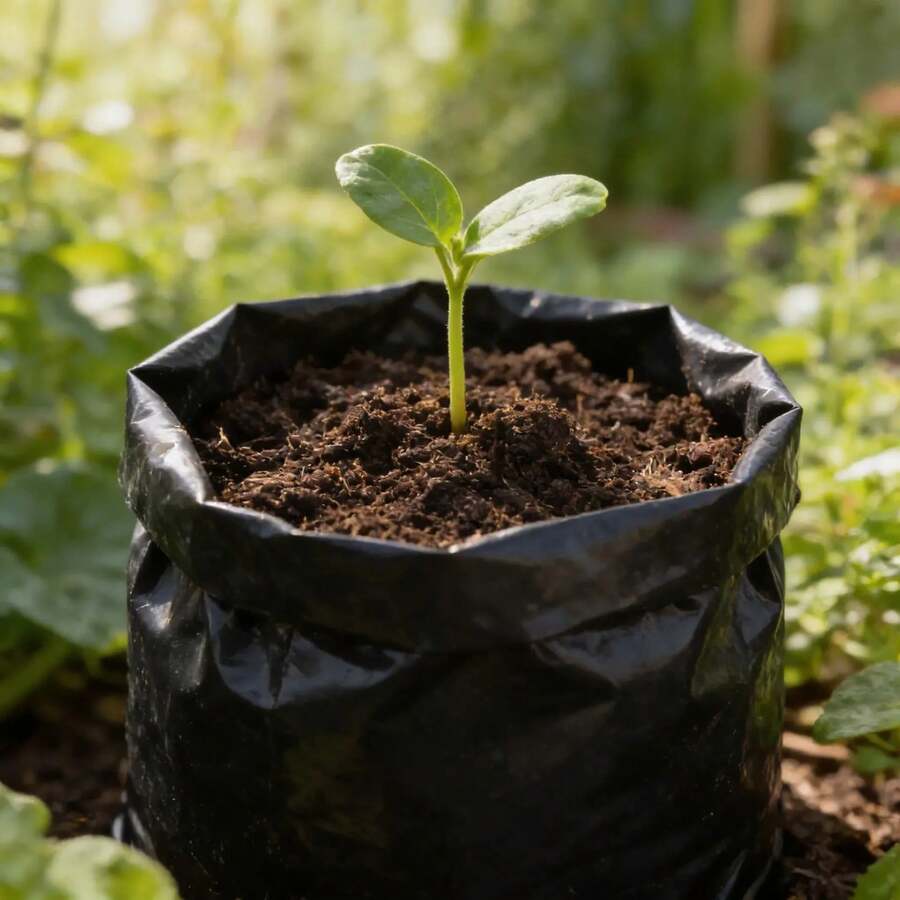 50 Bolsas De Cultivo Plantas Vivero, Trasplante, Agrícola, 25X25 Cm Sin Perforar - Negro - Ver 1