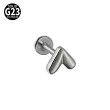 1件 G23 钛金飞机耳环 锆石心形唇钉 CZ 六芒星耳软骨耳屏耳廓耳垂穿孔螺丝扣 - 如圖 - 查看 10