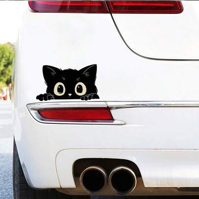 Hình dán PVC hình mèo đen dễ thương đang nhìn trộm - Thích hợp dán trên ô tô, máy tính xách tay, xe tải, xe máy, cửa sổ và kính, quà tặng cho người yêu mèo.