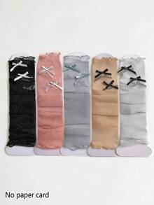 1/2/5 Pairs Women Colorful Sunscreen Arm Sleeves, Ultra-Thin Shiny Silver Thread Bow Mesh Leg Warmers, Leg Warmers, Ballet Y2K Style, Spring/Summer - Multicolor - View 12