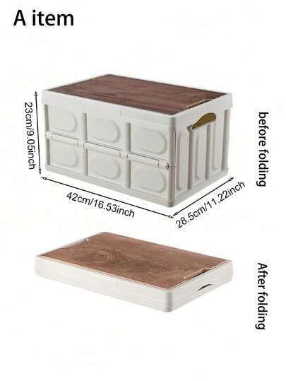 1 pièce Boîte de rangement pliable portable, panier de camping extérieur, organisateur de coffre de voiture, accessoire pour chambre/salon/dortoir, organisation et rangement de la maison, décoration de la maison, décoration de la chambre, fournitures de camping et de pique-nique extérieurs