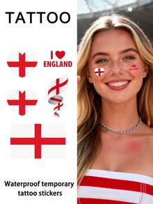 1Pc Flag Tattoo Temporary Tattoo France Portugal England Germany Spain Netherlands Football Waterproof Sweatproof Disposable For Women And Mem Face Arm Waist Chest Leg Abdomen Neck Hand Finger Back For Dancing Party Stage Performance Modernist Body Art - Multicolor - View 8
