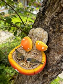 Divertente mangiatoia per uccelli - Decorazione da giardino in resina a forma di fungo unica, accessorio decorativo da esterno (decorazione per la casa), set creativo per mangiatoia da esterno, materiale in resina, decorazione da appendere a recinzione o muro, regalo perfetto per la Festa della Mamma. - A - Visualizzare 4