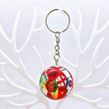 1pc Color Block Soccer Keychain 3D Mini Football Pendant Fan Souvenir Bag Charm - Multicolor - View 3