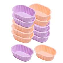 12 khuôn silicon hình bầu dục họa tiết hoa dùng làm bánh, khuôn muffin. - Xem 9