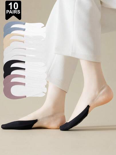 1/5/10 Pairs Women's Strap Fixed Palm Socks, Invisible No Show Socks, Non-Slip Half Palm Socks With Strap,,Suitable For High Heel Shoes Or Daily Use