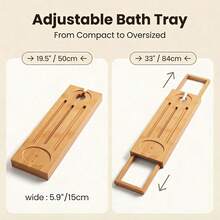Expandable Bamboo Bathtub Tray With Non-Slip Feet & Wine Holder, Bathtub Tray Bath Tray Bath Tub Tray Wood Bathroom Tray Bath Accessories For Luxury Spa, Home Decor, Wooden Bath Caddy For Tub, Bathroom Vanity & Countertop Organization - Primary Color - View 3