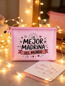 Tas Kosmetik Bermotif, Hadiah untuk Anak Perempuan, Tas Penyimpanan Bermotif Huruf Sederhana Retro Lucu, Kantong Kosmetik untuk Menyimpan Barang Kecil, Tas Penyimpanan, Tas Penyimpanan Makeup, Tas Perlengkapan Mandi, Tas Penyimpanan Lipat Ringan, Tas Belanja Sederhana, Tas Clutch Hadiah untuk Guru, Cocok untuk Penyimpanan Kosmetik Perjalanan Pribadi, Hadiah Hari Ibu, Pengatur Makeup, Dekorasi Ruangan - MultiWarna - View 4