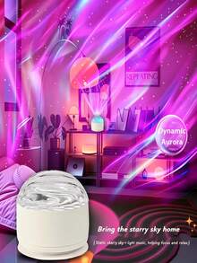 1pc Remote-Controlled Aurora LED Starry Sky Projector Lamp,USB-Powered RGB Night Light With Remote For Galaxy Effect, Suitable For Bedroom/Home Theater/Dome Lighting, Creative Holiday Wedding Party Christmas Ambiance Light, Bedroom, Living Room, Office, Party, Home, Holiday, Birthday, Ceiling And Wall Decor - Multi-color light - View 2