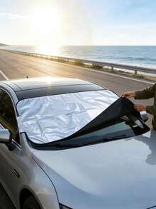 1pc Car Front Windshield Sun Shade, Reversible Double-Sided Sun Visor & Snow Blocker - Sunshade - View 6