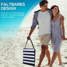 Pack Of 2 Foldable And Adjustable Beach Mats With Carrying Bag And Magazine Pocket, Made Of Steel And Oxford Cloth In Blue And White. - Black+ Blue white stripes - 查看 6