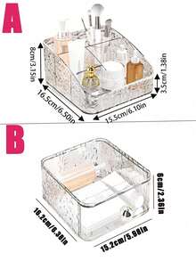 1pc/3pcs Stackable Transparent Ice-Pattern Storage Box, Student Desk Stationery Pencil Holder, Drawer-Style Office Cosmetic Organizer, Super Convenient For Accessing Stationery! Multi-Compartment + Drawer Design, Categorizing Pencils, Colored Pens, Erasers, Sticky Notes, And Other Stationery To Say Goodbye To Desktop Clutter. Available In Transparent/Gray Dual Colors, Effortlessly Creating A Tidy And Organized Study/Workspace Environment, Maximizing Both Aesthetic Appeal And Practicality! - Multicolor - View 7