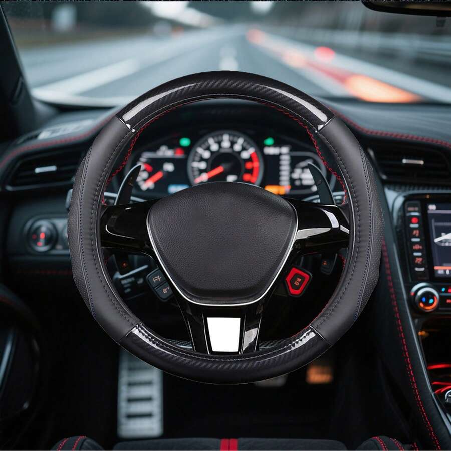 Massaging Car Steering Wheel Cover, Sporty & Comfortable Design, With Inner Ring Steering Wheel Sleeve, O-Shape And D-Shape Options, Fits Many Car Models, Auto Interior Accessory - Multicolor - View 1