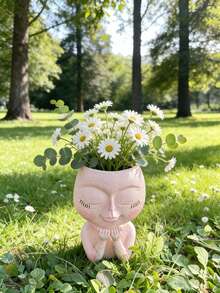 1 pièce Pot de fleurs en résine de taille moyenne, design simple et élégant, très créatif, magnifiquement fabriqué, convient à la décoration intérieure ou extérieure, un choix idéal pour la maison et le jardin - A - Voir 4