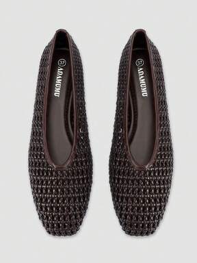 ADAMUMU Plus Size New Handmade PU Woven Low Vamp Flat Ballet Shoes For Women, Woven Texture Design, Vintage Luxury, Daily Commute Versatile Comfortable Women's Shoes, Ballet Core