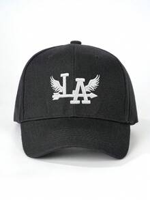1 pieza Gorra de béisbol con bordado de LA, ala ajustable, sombrero casual protector solar para exteriores, adecuado para primavera, otoño, viajes, playa para hombres, estilo Y2K - Verde oscuro - Ver 22
