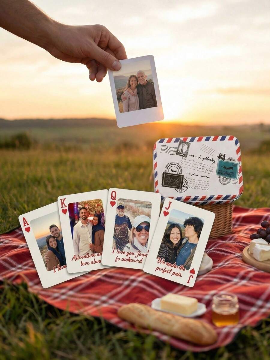1set/54pcs Personalized Customized Game Cards, Can Be Customize 6 Photos,Poker Game Cards With Photos, Customized Poker Sets, Personalized Photo And Text Game Cards, Personalized Game Cards - Multicolor - View 1