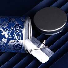 1Pc Blue Floral Brocade Metal Tea Canister - Airtight Sealed Coffee Bean Sugar Nut Storage Jar, Porcelain Glaze Lid & Base, Food- Kitchen & Pantry Container, Decorative Holiday Gift & Daily Use Storage Box - Multicolor - View 7