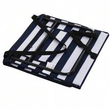 Pack Of 2 Foldable And Adjustable Beach Mats With Carrying Bag And Magazine Pocket, Made Of Steel And Oxford Cloth In Blue And White. - Black+ Blue white stripes - 查看 3